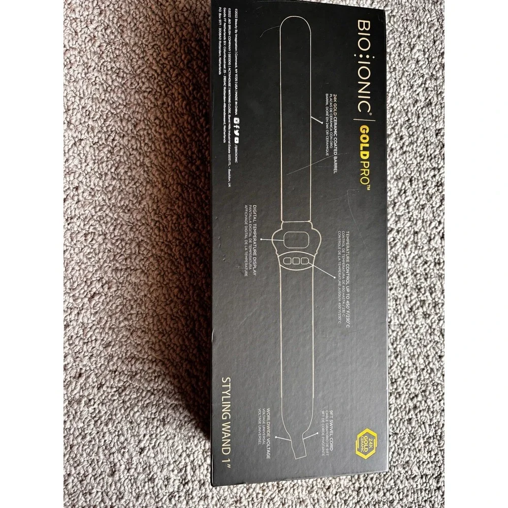 bio ionic gold pro‎ 1 Inch Styling Iron Curling Wand Brand New